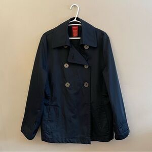 Olsen Europe Midnight Black Double-Breasted Mid-Length Pea Coat – Size 12 EUC